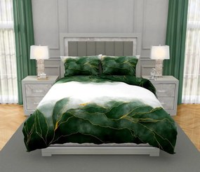 Спални чаршафи от памучен сатен със зелено-златиста абстрактна шарка 3 časti: 1ks 160x200 + 2ks 70x80