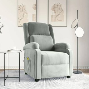 342410 vidaXL Масажен стол, светлосив, кадифе