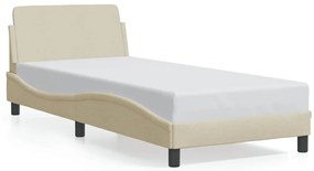 373070 vidaXL Рамка за легло с табла Dover, кремава, 80x200 см плат