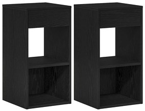 858716 vidaXL Нощни шкафчета с чекмеджета, 2 бр, черен дъб, 35x34x66,5 см