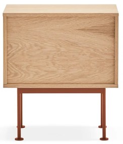 Тухленочервено нощно шкафче с дъбов фурнир Yoko - Teulat