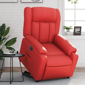 3205283 vidaXL Електрически изправящ реклайнер стол, червен, изкуствена кожа