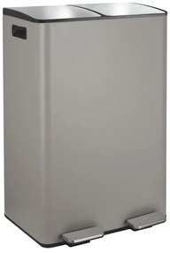 Кафяво-сиво стоманено кошче за боклук 2x30 l за рециклиране с педал Aliya – Spirella