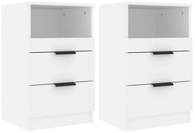 811233 vidaXL Нощни шкафчета, 2 бр, бели, инженерно дърво