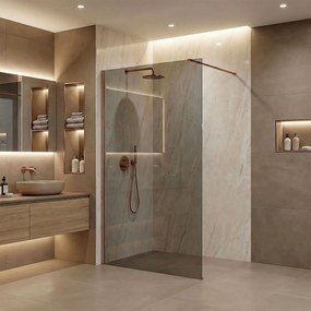 Параван за душ Rea Flexi Grey / Brush Copper 110