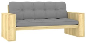 3065757 vidaXL Градинска пейка със сиви възглавници, 179 см, импрегниран бор