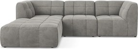 Сив кадифен ъглов диван (ляв ъгъл) Aloha – Makamii
