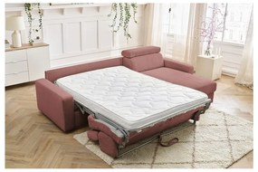 Розов разтегателен ъглов диван от рипсено кадифе (променлив) Monaco – Bobochic Paris