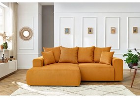 Кадифен ъглов диван в цвят жълта охра Enjoy – Bobochic Paris