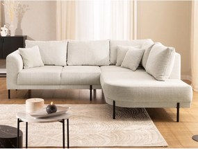 Бежов шенилов ъглов диван (десен ъгъл/L форма) Mauris – Ropez