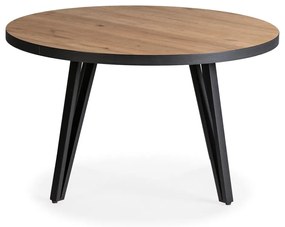 Кръгла масичка за кафе с дъбов плот в черен и естествен цвят ø 80 cm Sindi – Marckeric