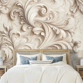 Самозалепващ тапет – Елегантни бежови орнаменти върху мрамор