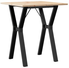 3282715 vidaXL Трапезна маса Y-образна рамка 70x70x75 см бор масив и стомана