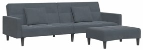 3258117 vidaXL 2-местно разтегателно канапе с табуретка, тъмносиво, кадифе