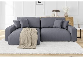 Тъмносив разтегателен ъглов диван от рипсено кадифе (променлив) Sara – Ropez