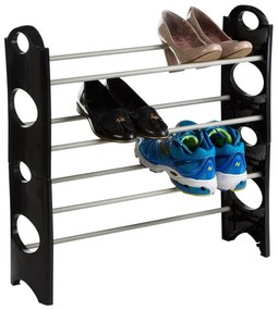Черен и сребрист метален стелаж за обувки Tavia – Premier Housewares