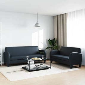 275227 vidaXL Комплект дивани от 2 части, изкуствена кожа, черен