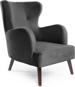 Тъмносиво кадифено кресло Noemye – Bonami Selection