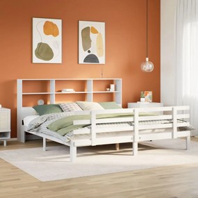 3322766 vidaXL Легло с етажерка за книги, без матрак, 200x200 см, бор масив