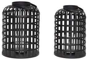 Комплект от 2 черни бамбукови фенера Bamboo Garo Grid - Hübsch