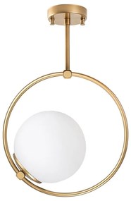 Бяло/в месингов цвят осветително тяло за таван със стъклен абажур 39x26 cm Dolunay – Opviq lights