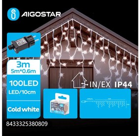 Aigostar - LED външна коледна верига 100xLED/8 функции 8x0,6m IP44 студено бяло