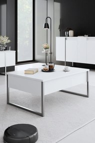 Кафе маса Luxe, цвят Бял Сребърен