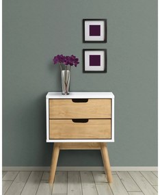 Нощно шкафче в бяло и кафяво, изработено от масивна борова дървесина Baku - Marckeric