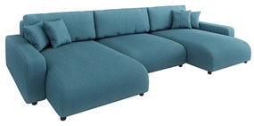 Тюркоазен ъглов диван с място за съхранение от рипсено кадифе Sara – Ropez