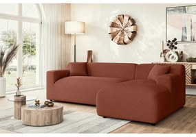 Ъглов диван от рипсено кадифе в тухлен цвят (десен ъгъл) Martin – Ropez