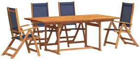 3279302 vidaXL Градински трапезен комплект, 5 части, акация масив и textilene