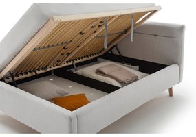 Светлосиво двойно легло 140x200 cm тапицирано с място за съхранение с включена подматрачна рамка Lotte – Meise Möbel