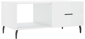 829230 vidaXL Кафе маса, бял гланц, 90x50x40 см, инженерно дърво
