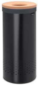 Кош за пране Brabantia 1000825, 35 л, Корков капак, Пълнене без отваряне, Вентилационни отвори, Черен