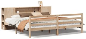 3321858 vidaXL Легло с етажерка за книги, без матрак, 180x200 см, бор масив
