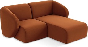 Теракотен кадифен ъглов диван (десен ъгъл) Lani – Makamii