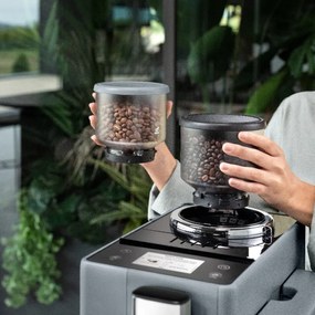 Еспресо машина DeLonghi Rivelia Pebble Grey EXAM440.55.G, 1450W, 19 bar, 1.4l, Тъчскрийн TFT, Twin Shot, Bean Adapt, 17 напитки, Каменно сиво