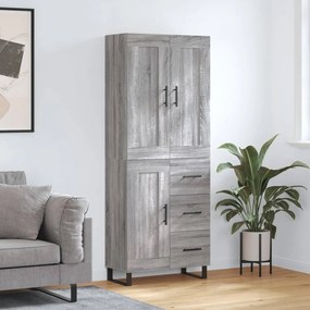 3200031 vidaXL Висок шкаф, сив сонома, 69,5x34x180 см, инженерно дърво