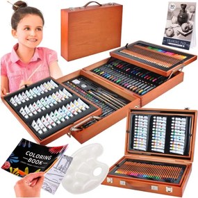 Професионален куфар за рисуване и живопис от дърво, 177 части за творчество MAALEO