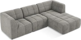 Сив кадифен ъглов диван (десен ъгъл) Aloha – Makamii
