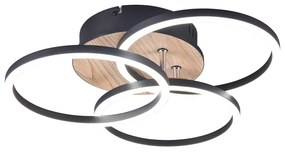 Черно-кафява LED светлина за таван 43x43 cm Circle - Trio