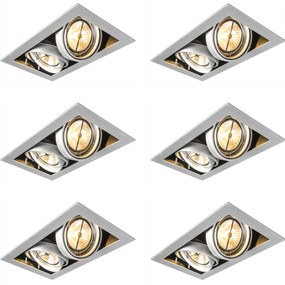 Вграден прожектор стомана AR111 регулируем 2 светлини - Oneon