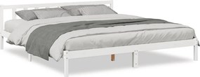 852455 vidaXL Рамка за легло без матрак, бял, 200x220 см, борово дърво масив