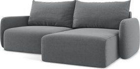 Сив кадифен сгъваем/с място за съхранение ъглов диван (десен ъгъл) Kalena – Makamii