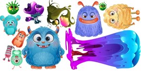 Цветен стикер за стена - весели същества Šírka: 100 cm | Dĺžka: 200 cm