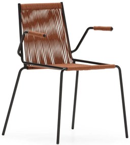 Теракотени метални трапезни столове в комплект с подлакътници/за подреждане 2 бр. Emily – Marckeric