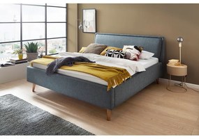 Зелено/синьо двойно легло 180x200 cm тапицирано с място за съхранение с включена подматрачна рамка Frieda – Meise Möbel
