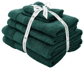 Тъмнозелени памучни хавлии и кърпи за баня в комплект от 6 бр. от тери Anti-Bacterial – Catherine Lansfield