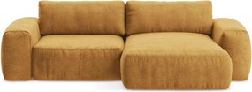 Шенилов сгъваем ъглов диван в цвят горчица (десен ъгъл) Kuki – Makamii