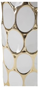 Керамична настолна лампа с текстилен абажур в бяло и златисто (височина 56 cm) Glam Carv - Mauro Ferretti